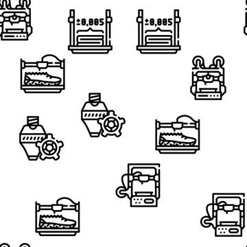 3d Printing Equipment Vector Seamless Pattern Stock Illustration