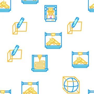3d Printing Equipment Vector Seamless Pattern Ilustración de archivo