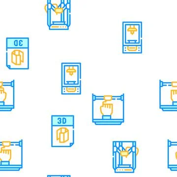 3d Printing Equipment Vector Seamless Pattern Ilustración de archivo