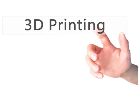 3D Printing - Hand pressing a button on blurred background concept . Business Foto stock