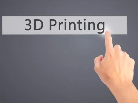3D Printing - Hand pressing a button on blurred background concept . Business Foto stock