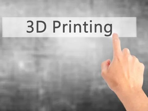 3D Printing - Hand pressing a button on blurred background concept . Business Foto stock
