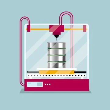 3D printing a hard disk model, the concept of rapid prototyping. Stock Illustration