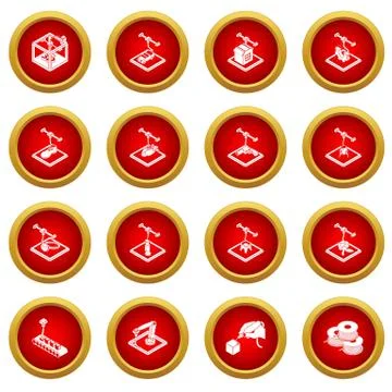 3d printing icons set, simple style Stock Illustration