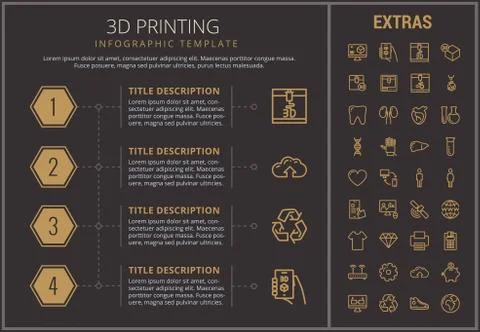 3D printing infographic template and elements. 스톡 일러스트
