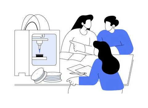 3D printing isolated cartoon vector illustrations. Illustrazione stock