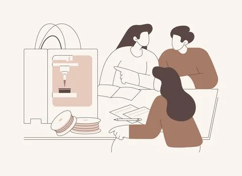 3D printing isolated cartoon vector illustrations. Stock Illustration