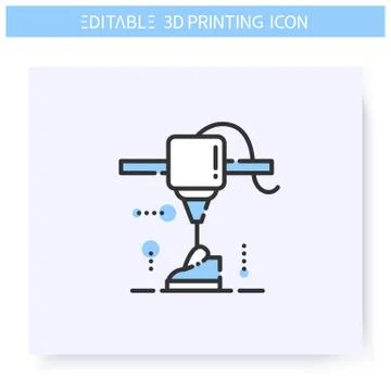 3d printing line icon. Editable illustration Stock Illustration