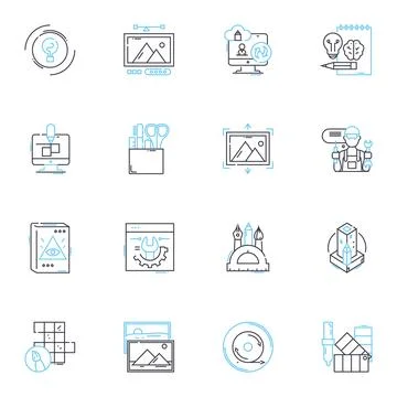 3d printing linear icons set. Filament, Extruder, G-code, Fused, Layer, Nozzle Illustrazione stock