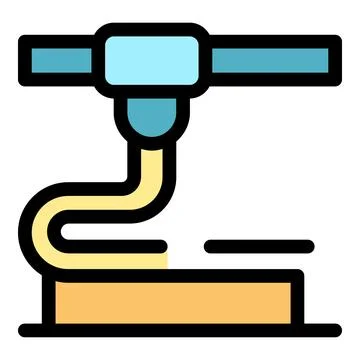 3d printing machine constructing object layer by layer from molten material Stock Illustration