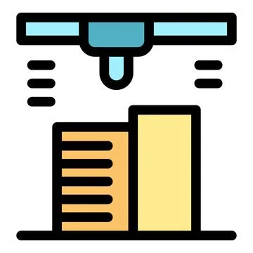 3d printing machine creating bar chart icon demonstrating growth Stock Illustration