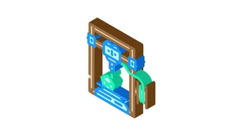 3d printing machine industry 4 isometric icon animation Stock Footage 327280277