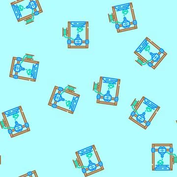 3d printing machine industry 4 vector seamless pattern Illustrazione stock