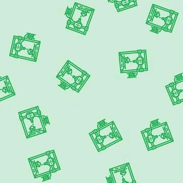 3d printing machine industry 4 line vector seamless pattern Stock Illustration