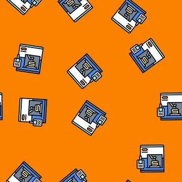 3d printing machine industry vector seamless pattern Stock Illustration