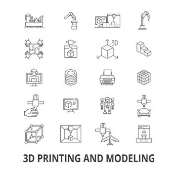 3d printing, model, graphics, prototype, modeling,  manufacturing, production Stock Illustration