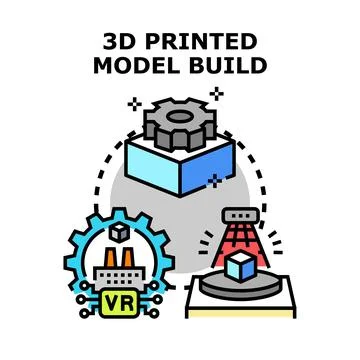 3d printing modeling prototyping digital manufacturing process Stock Illustration