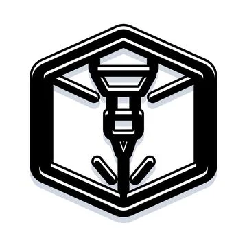 3d printing nozzle working inside cubical frame icon Stockillustratie