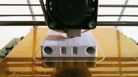 3D Printing Outer Perimeters of Plastic Prototype Part Stock Footage 62974960
