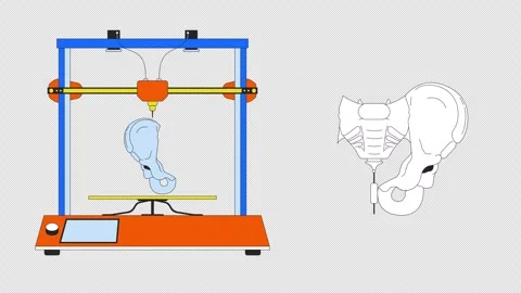 3D printing pelvis model line cartoon animation Stock Footage 269170302