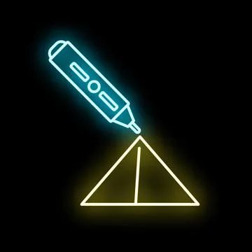 3d printing pen building geometric neon pyramid Stock Illustration