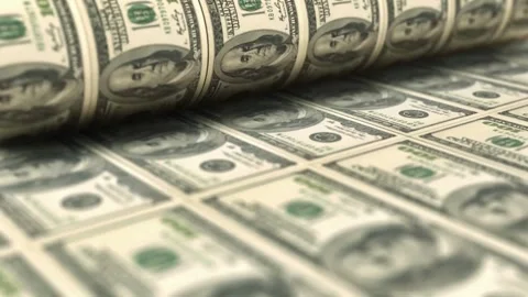3D Printing Press Producing US Dollar Bills in Close-Up Video stock 319379517