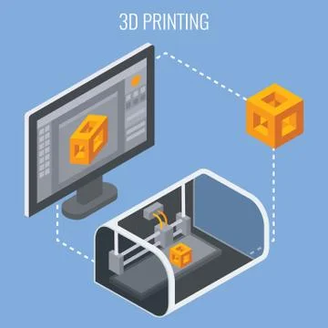 3D printing process concept vector illustration Stock Illustration