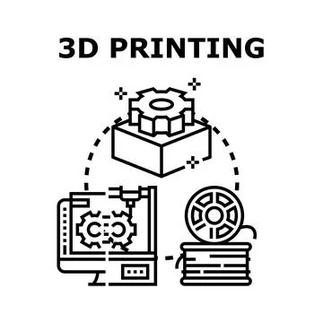 3d printing process creating modern manufacturing technology Stock-Illustration