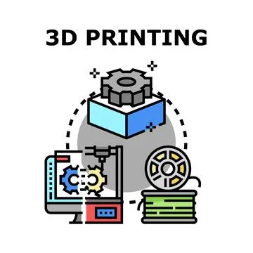 3d printing process creating modern manufacturing technology Stock-Illustration