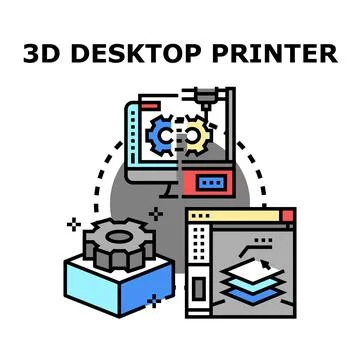 3d printing process creating prototypes and models Stock Illustration