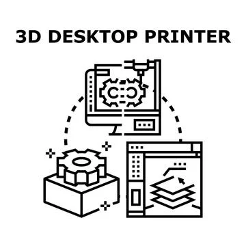3d printing process creating prototypes and models Stock Illustration