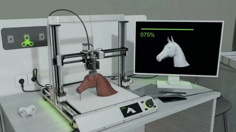 3D printing process of a horse's head. 3D render Video stock 288451208