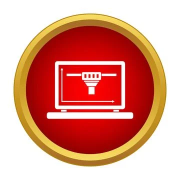 3d printing process on laptop screen icon 스톡 일러스트