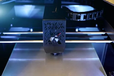 3D printing process of plastic machine part Stock Photos