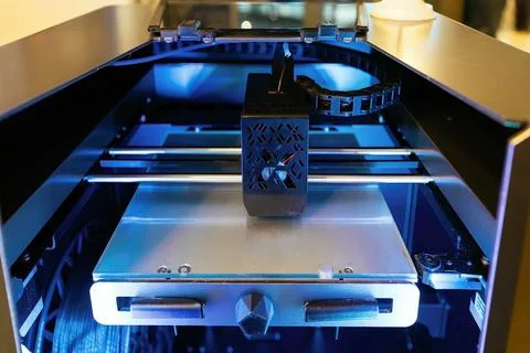 3D printing process of plastic machine part Stock Photos