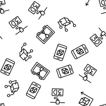3d Printing Processing Vector Seamless Pattern Stock Illustration