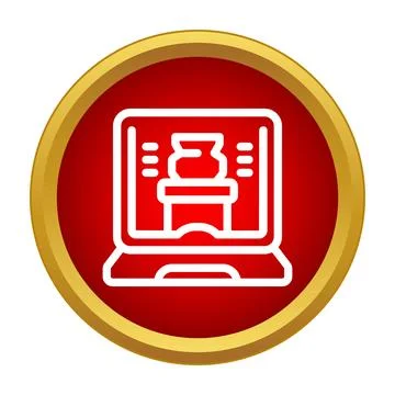 3d printing project designing manufacturing process on laptop Stock Illustration