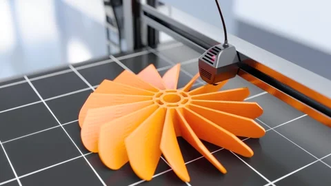 3D printing of a prototype turbine modeled in CAD software. Time lapse video 스톡 동영상 247555243