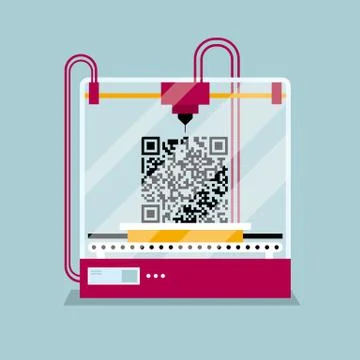 3D printing a QR code symbol, the concept of rapid prototyping. Stock-Illustration