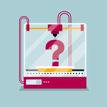 3D printing a question mark symbol, the concept of rapid prototyping. Stock Illustration