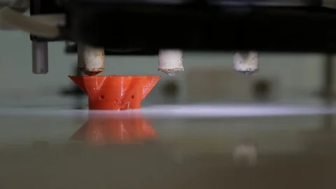 3D printing red plastic propellor Stock Footage 86681370