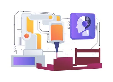 3D Printing Robot Arm abstract concept vector illustration. Stockillustratie