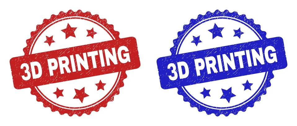 3D PRINTING Rosette Watermarks Using Rubber Style Illustrazione stock