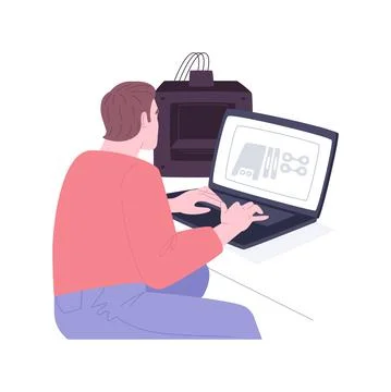 3D printing slicing app isolated cartoon vector illustrations. 스톡 일러스트