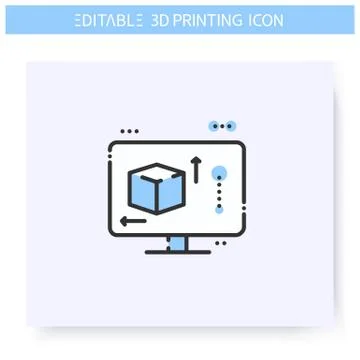 3d printing software line icon. Editable Stock Illustration