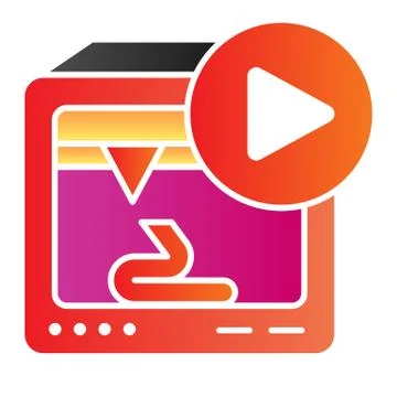 3d printing start flat icon. Start printer button color icons in trendy flat Stock Illustration