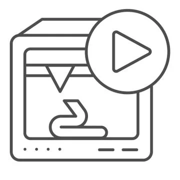 3d printing start thin line icon. Start printer button vector illustration Stock Illustration