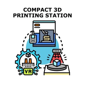 3d printing station developing innovative prototypes vector Stock Illustration