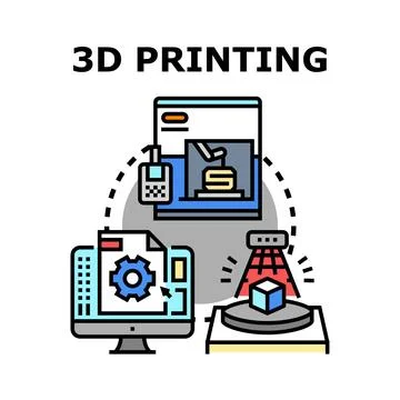 3d printing technology concept for digital manufacturing process Stock Illustration