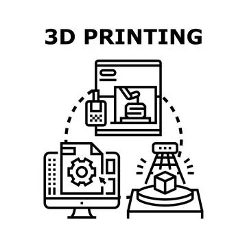 3d printing technology concept for digital manufacturing process Stock Illustration